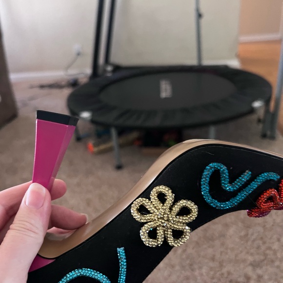 Betsey Johnson Black Heels with Colorful Embellishments - Picture 6 of 7